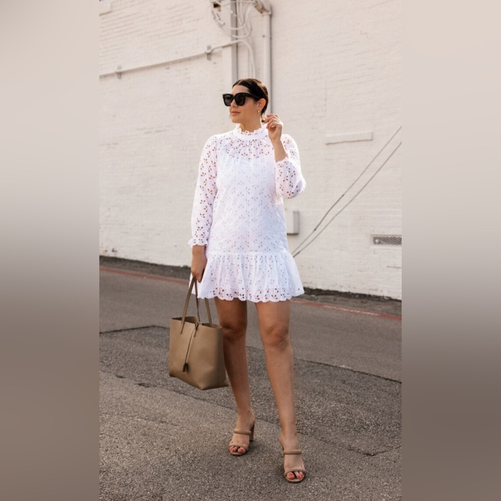 NWT J.Crew Ruffleneck mini dress in eyelet, size S, BP842